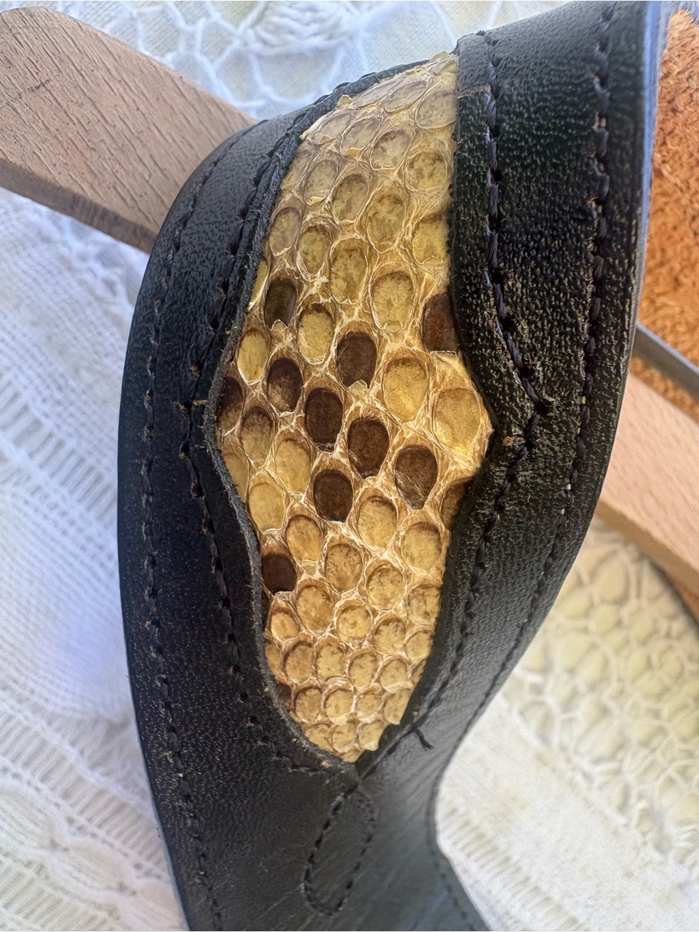 Vintage Leather python Belt - Picture 2 of 8